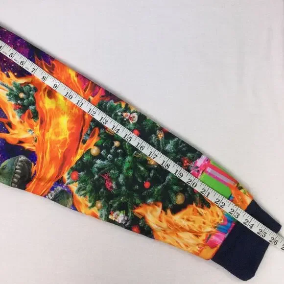 Threadcraft Santa Trex Graphic Hoodie Ugly Christmas Sweater Sweatshirt Men's L - Picture 12 of 12